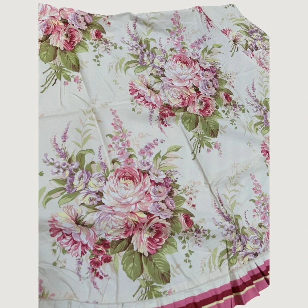 J. Queen New York Rosemoor Waterfall Swag Valance Set of 2 Floral Pink 49x33